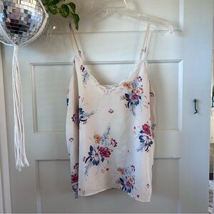 Socialite Cream Floral Lace-Trim Cami with Pink & Blue Flowers
